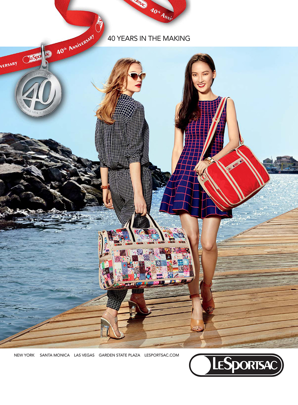 2014 광고캠페인 이미지. 헤박과 외국 모델이 레스포삭 가방을 메고 있다.